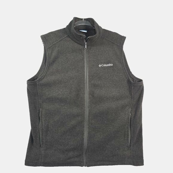 Columbia Fleece Vest Full Zip Sleeveless Men's L Outdoors Hiking Gray Hiking - Picture 1 of 9